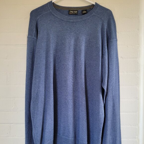 PGA TOUR Signature Silk Cashmere Blend Crewneck Sweater Men's XL Blue Golf - Picture 1 of 5